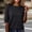 Black, variant on Ladies Elbow Length Sleeve Tops, Crew Neck Ribbed Knit Soft Stretchy Slim Fit Solid Casual Daily Wear Pullover Blouse Shirts, Black XL