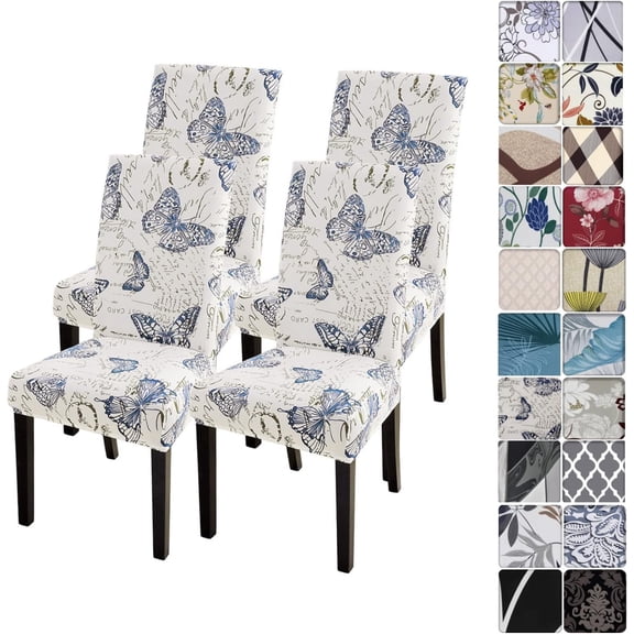 Dining Room Chair Covers Set of 4, Stretch Removable Washable Spandex Dining Chair Slipcovers Protectors, Kitchen Chair Covers for Dining Room Party Hotel Ceremony Banquet(Butterfly)