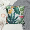 thumbnail image 2 of JRXY  Plant Throw Pillow Cushion Cover, Bird of Paradise Palm Leaf and Assorted Exotic Flowers Watercolor, Decorative Square Accent Pillow Case White, 2 of 5