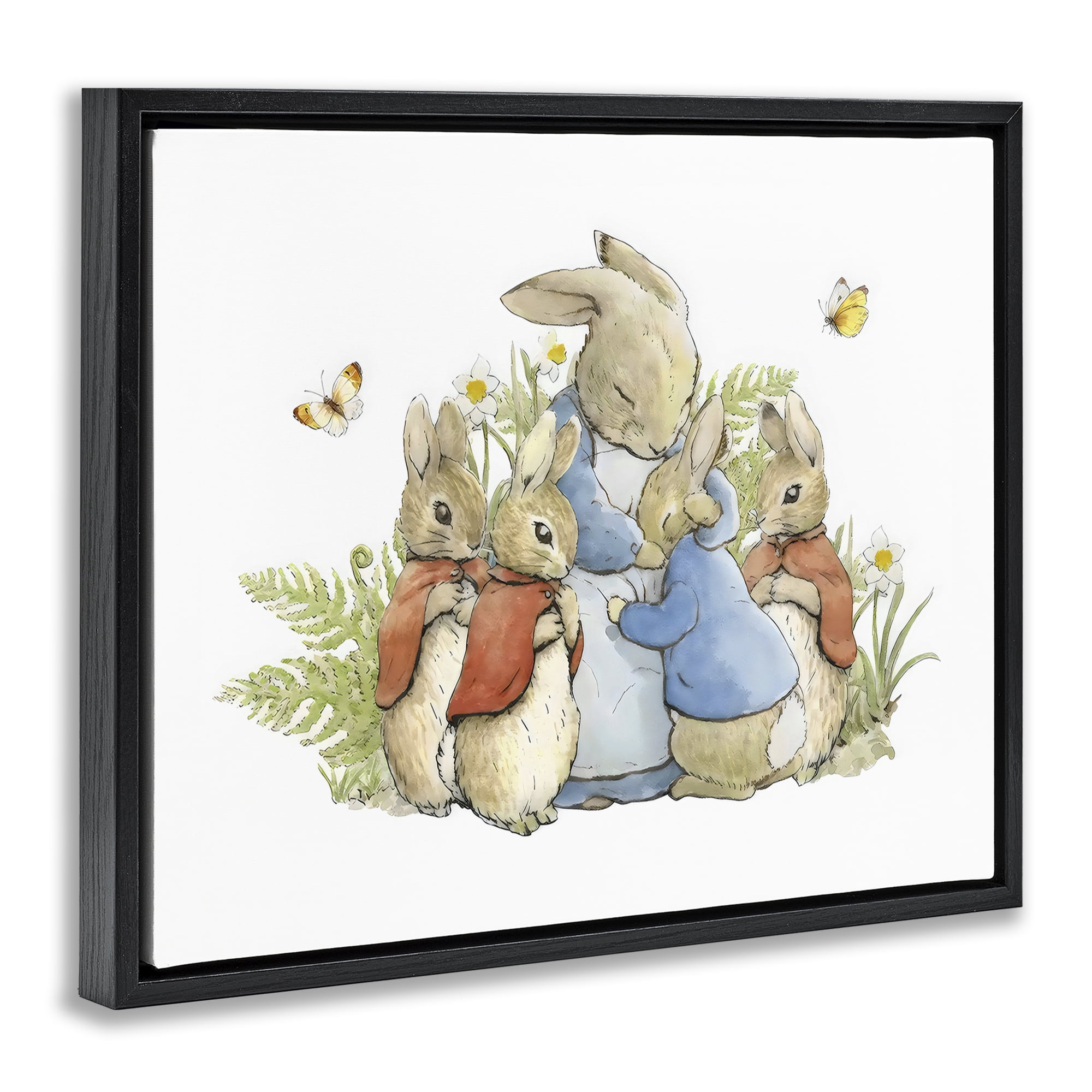 Stupell Industries Hugging Mother Rabbit Black Framed Floater Canvas Wall Art, design by Arlington Prints