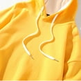 thumbnail image 4 of PMVFHDE Hoodies for Men Solid Color Minimalist Heavyweight Warm No Pocket Drop Shoulder Pullover Hooded Sweatshirt Yellow,XXL, 4 of 4