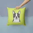 thumbnail image 2 of Checkerboard Lime Green Boston Terrier Fabric Decorative Pillow, 2 of 4