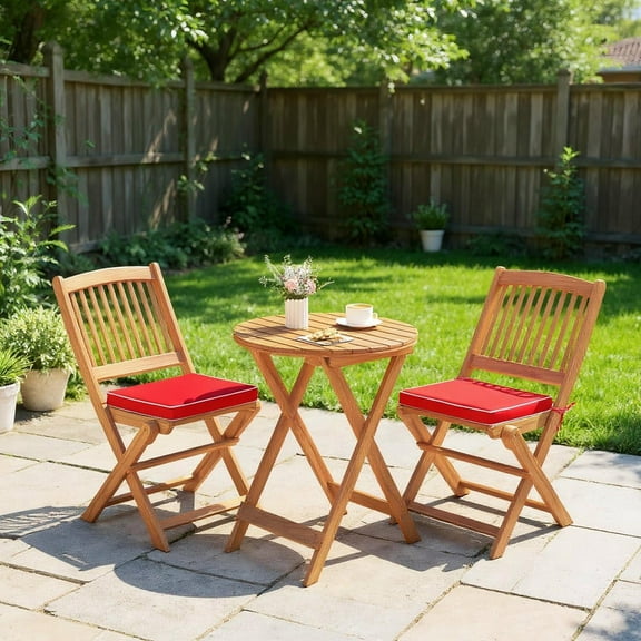 Resenkos Outdoor Dining Room Chairs, Patio Kitchen Chairs,Outdoor Folding Chairs with Seat Cushions Set of 2-Red
