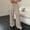 Beige, variant on Juslio Womens Pants Comfortable Elastic Waist High Waist with Pockets Casual Straight Pants