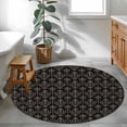 thumbnail image 3 of Black Floral Abstract Round Area Rug 4Ft Washable Circle Rugs for Bedroom Dining Room, Vintage Ethnic Bohemian Flowers Non-Slip Carpet Floor Mats Indoor Outdoor Carpet Runner Aesthetic Home Decor, 3 of 8