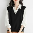 thumbnail image 2 of Ediodpoh Women's Sweater Vest Casual V Neck Sleeveless Oversized Ribbed Knit Pullover Tank Tops Sweater Vest Women Black L, 2 of 3