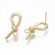 thumbnail image 2 of Brass Stud Earring Findings with Loops Nickel Free Knot Real 18K Gold Plated 22x9mm Hole: 2mm Pin: 0.7mm, 2 of 3
