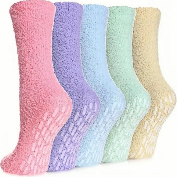 Zapatillas de Invierno para Mujer con Forro de Lana Cálida - Calcetines de Navidad, Calcetines Largos Antideslizantes de Forro Polar para Deportes en Casa, Calcetines de Dormir de Microfibra, Calceti