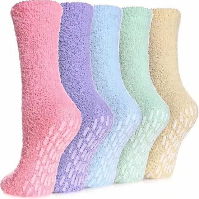 Zapatillas de Invierno para Mujer con Forro de Lana Cálida - Calcetines de Navidad, Calcetines Largos Antideslizantes de Forro Polar para Deportes en Casa, Calcetines de Dormir de Microfibra, Calceti