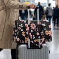 thumbnail image 4 of Garronmavis Large Floral Quilted Duffle Bag for Women, Lightweight Weekender Travel Bag Carry On Bag with Zipper Pockets for Gym, Dance, Overnight Trips, 4 of 7
