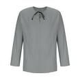 thumbnail image 6 of SHTXOZHI Fall Tee Shirts for Men Long Sleeve Lace-Up Pullover Shirts Solid Color Casual Tops, 6 of 7