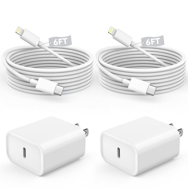 Cargador rápido DelTucci para iPhone con 2 cargadores de pared USB C de 20 W