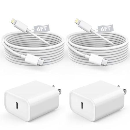 TYPPKMM 20W USB C Charger and Cable Kit 2-Pack - White