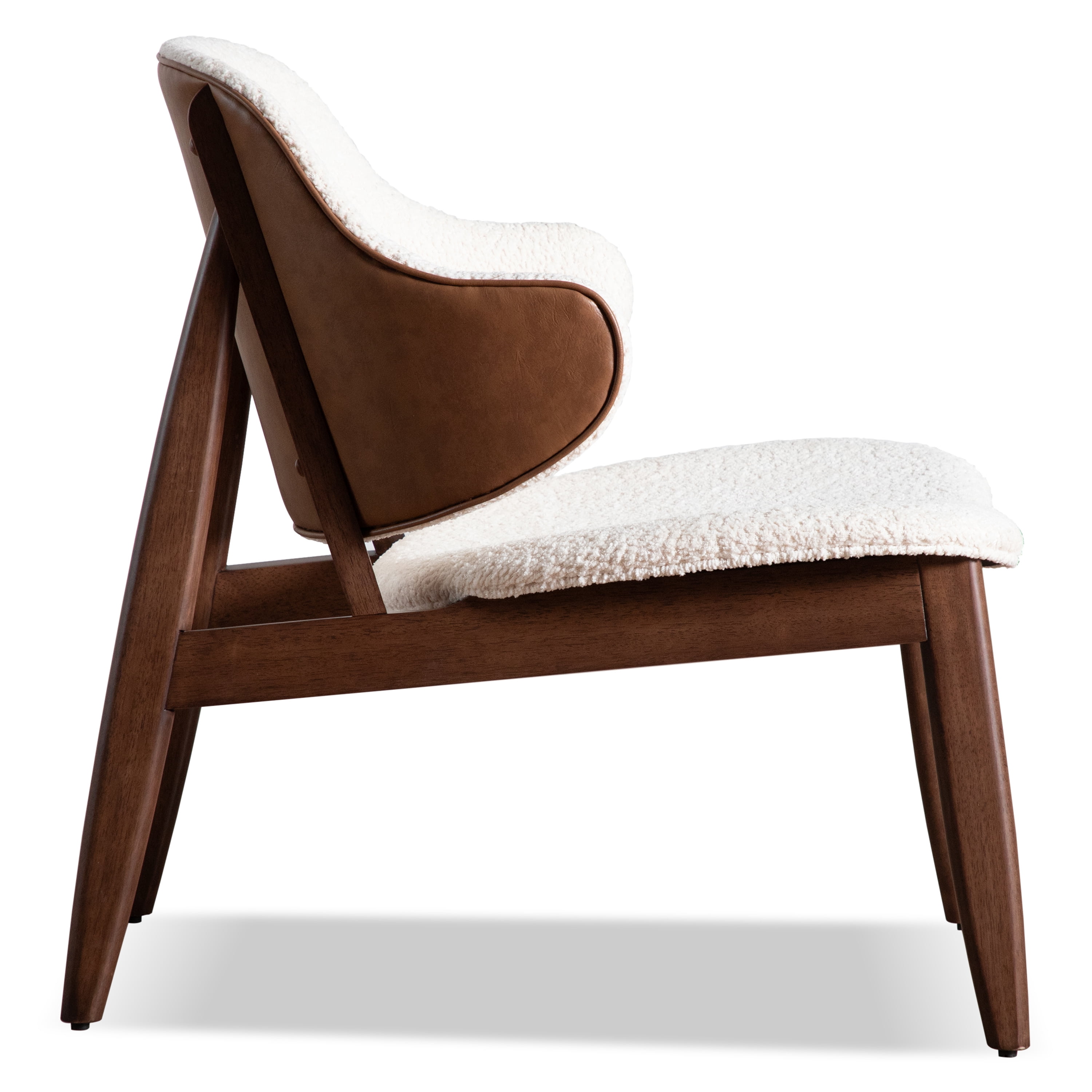 Furniture of America Erik Mid-Century Modern Boucle Fabric Wingback Indoor Accent Chair, Walnut