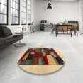thumbnail image 4 of Ahgly Company Machine Washable Indoor Square Contemporary Red Brown Area Rugs, 3' Square, 4 of 7