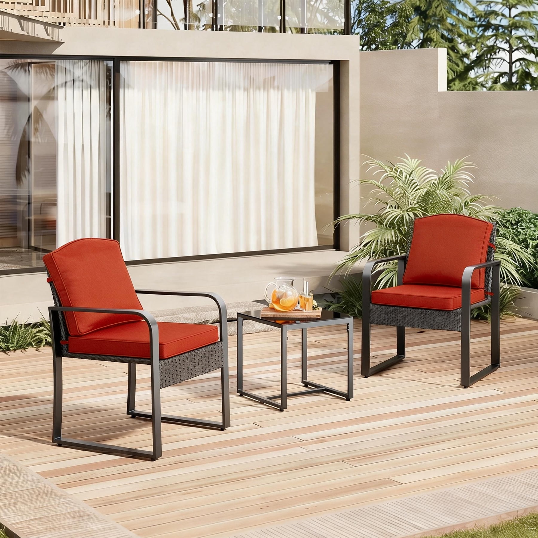 Goodgoods 20" x 21.5" Indoor & Outdoor Deep Seat Chair Cushions with Fasteners, Water & Fade Resistant, Quarry Red