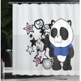 thumbnail image 3 of Ambesonne Anime Shower Curtain, Stars Circles Cartoon Panda, 69"Wx75"L, Charcoal Grey and Royal Blue, 3 of 4