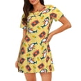 thumbnail image 1 of Fotbe Pineapples Sharks In Hawaiian Bata de Dormir para Mujer con Estampado, Camisón de Algodón de Manga Corta, Ropa de Dormir Casual, 1 of 6