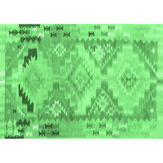Ahgly Company Indoor Rectangle Southwestern Emerald Green Country Area Rugs, 8' x 10'
