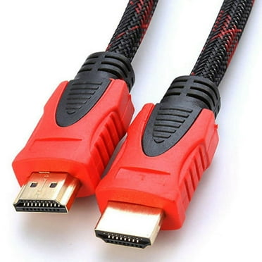 Cablevantage HDMI Cable 2.0 75 Feet, Ultra-High Speed Supports Ethernet Audio Return (ARC), Bandwidth up to 18Gbps, 3D HD 1080p Ready, 75ft. Braided Nylon Cable Cord Gold Plated Red