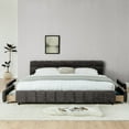 thumbnail image 4 of Newest King Upholstered Storage Bed with Drawers, Modern Low-Profile Platform Bed Frame with Headboard, Chenille Fabric,Dark Gray, 4 of 10