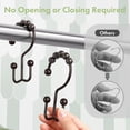 thumbnail image 6 of Bathway Shower Curtain Rings, Rust-Resistant Metal Double Shower Hooks for Curtain Rolling Shower Curtain Hooks Rings Shower Rings for Bathroom Shower Curtain Rod, Bronze, Set of 12 Rings, 6 of 7