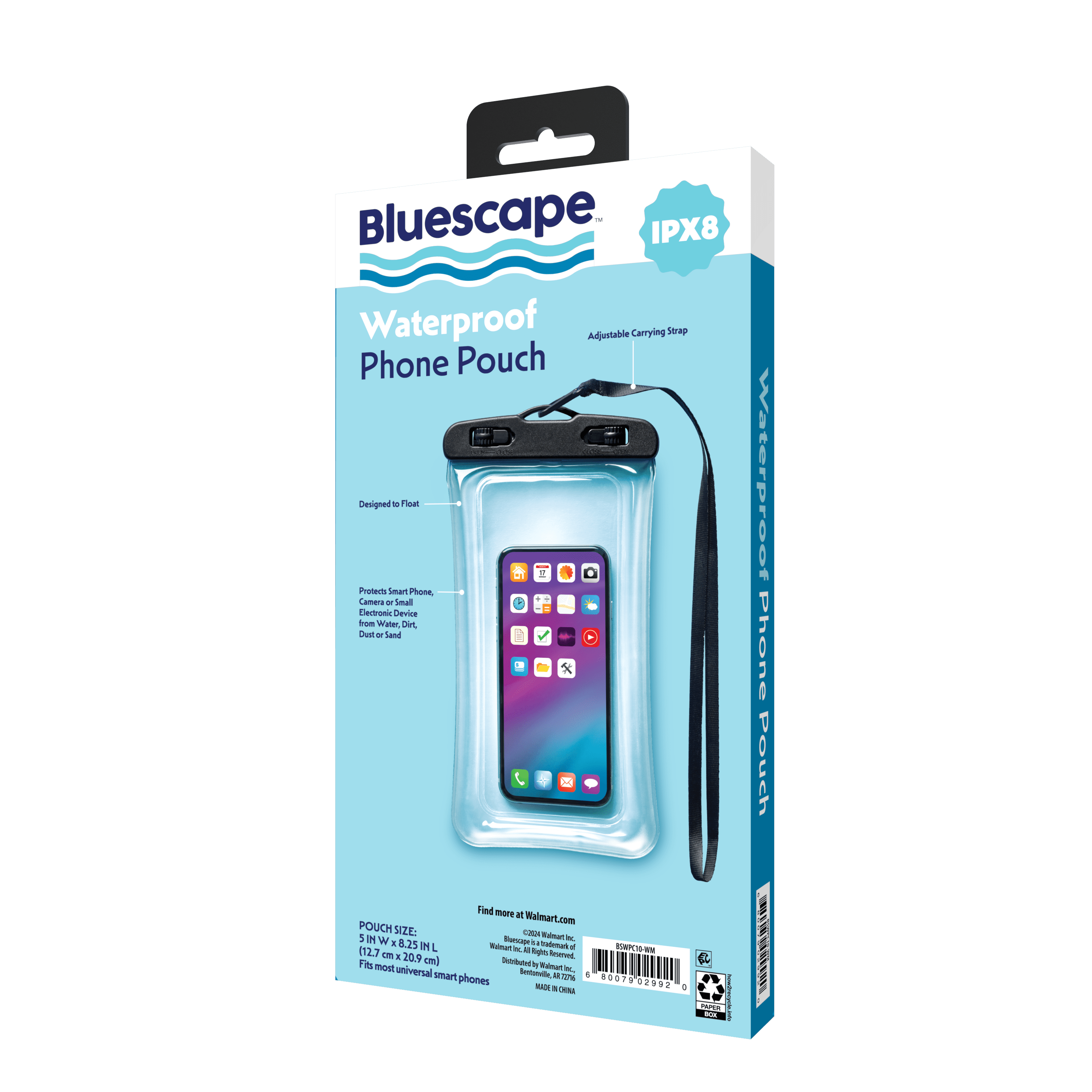 Bluescape Universal Waterproof Phone Pouch; Black & Clear Bluescape Universal Waterproof Phone Pouch; Black & Clear