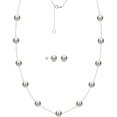 thumbnail image 5 of ADDURN 8mm x 9mm Grey Cultured Freshwater Pearl Sterling Silver Station Necklace and Matching Earring Set, 18" with 2" Extender, 5 of 5