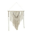 thumbnail image 5 of DecMode Cream Cotton Handmade Intricately Weaved Macrame Wall Decor with Beaded Fringe Tassels, 5 of 7