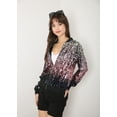 thumbnail image 2 of Womens Long Sleeve Sequin Front Zip Jacket Long Sleeve Ribbed Cuffs Outerwear Tops, 2 of 5