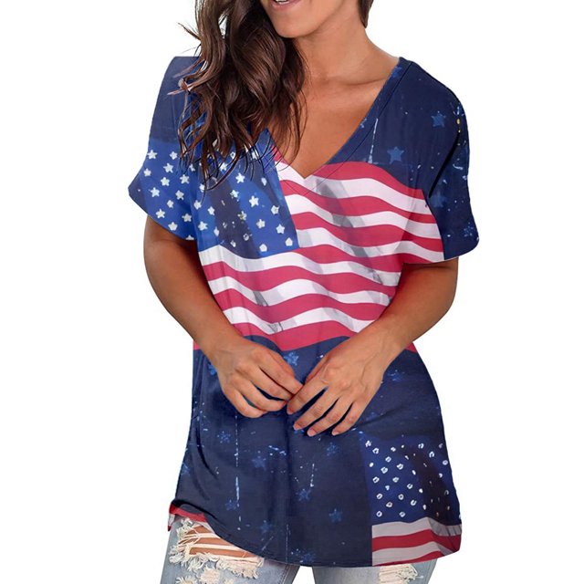 Birdeem T-Shirts à Col Rond pour Femmes à Imprimé, Manches Courtes, T-Shirt Blouse, Hauts Amples