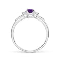 thumbnail image 2 of ANGARA Natural Classic Oval Amethyst and Diamond Three Stone Ring in 14K White Gold for Women (Size-6x4mm) | February Birthstone, Birthday, Anniversary, Jewelry Gift for Women | Natural Amethyst Ring, 2 of 9