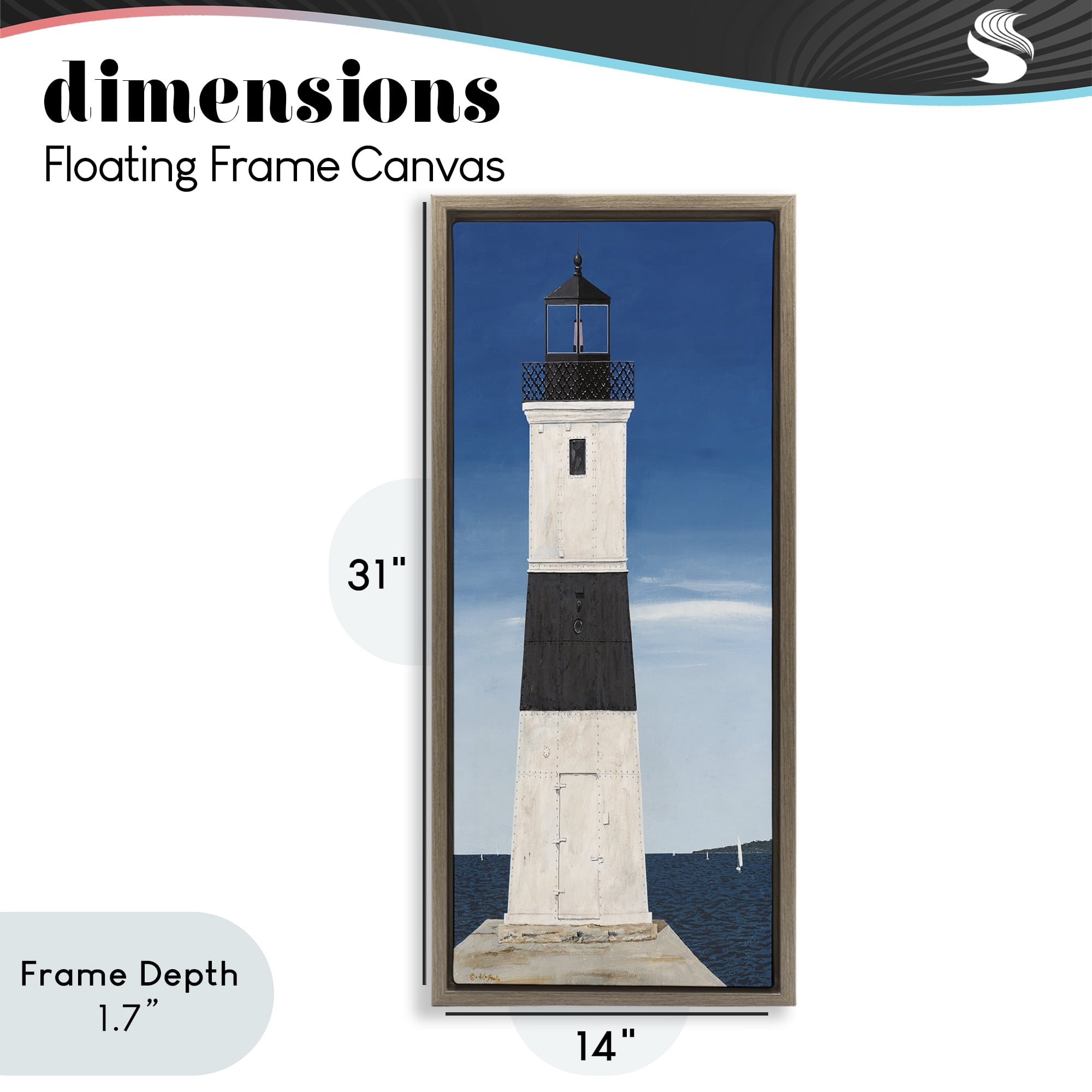 Stupell Industries Towering Lighthouse Beacon Brown Framed Floater Canvas Wall Art, design by Art Poulin