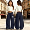 thumbnail image 2 of SJLDQY Girls Sweatpants Heart Graphic Baggy Pants Drawstring Waist Pants with Pockets, 2 of 5