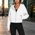 thumbnail image 2 of Hoodies Women Solid Long Sleeve Sweatshirt Casual Zip Up Cropped Pullover Tops Fleece Lined Winter, 2 of 6