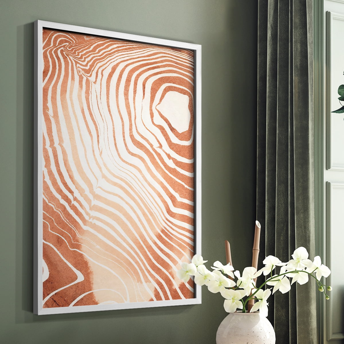 Wood Grain Suminagashi II Framed Print - Solid Wood in Single Picture Frame Solid Wood 2 Framed Print