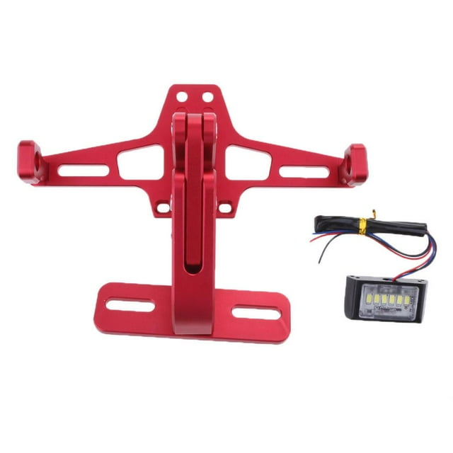 S SERENABLE Universal Adjustable CNC Plate Holder Bracket LED Light Red