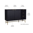 thumbnail image 4 of Credenza Bufetera Top Living con Puertas y Cajones Diseño Acanalado Negro y Dorado, 4 of 12