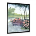 thumbnail image 2 of Designart 'Bench In Park By The Pions Flowers Bushes' Traditional Framed Art Print, 2 of 4