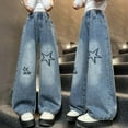 thumbnail image 2 of KEXE Baggy Jeans For Girls 10-12 Girls Pants Size 14-16 Girls Jeans Denim Elastic Wasit Wide Leg Baggy Pants Kids Clothes 11-12 Years Blue, 2 of 6