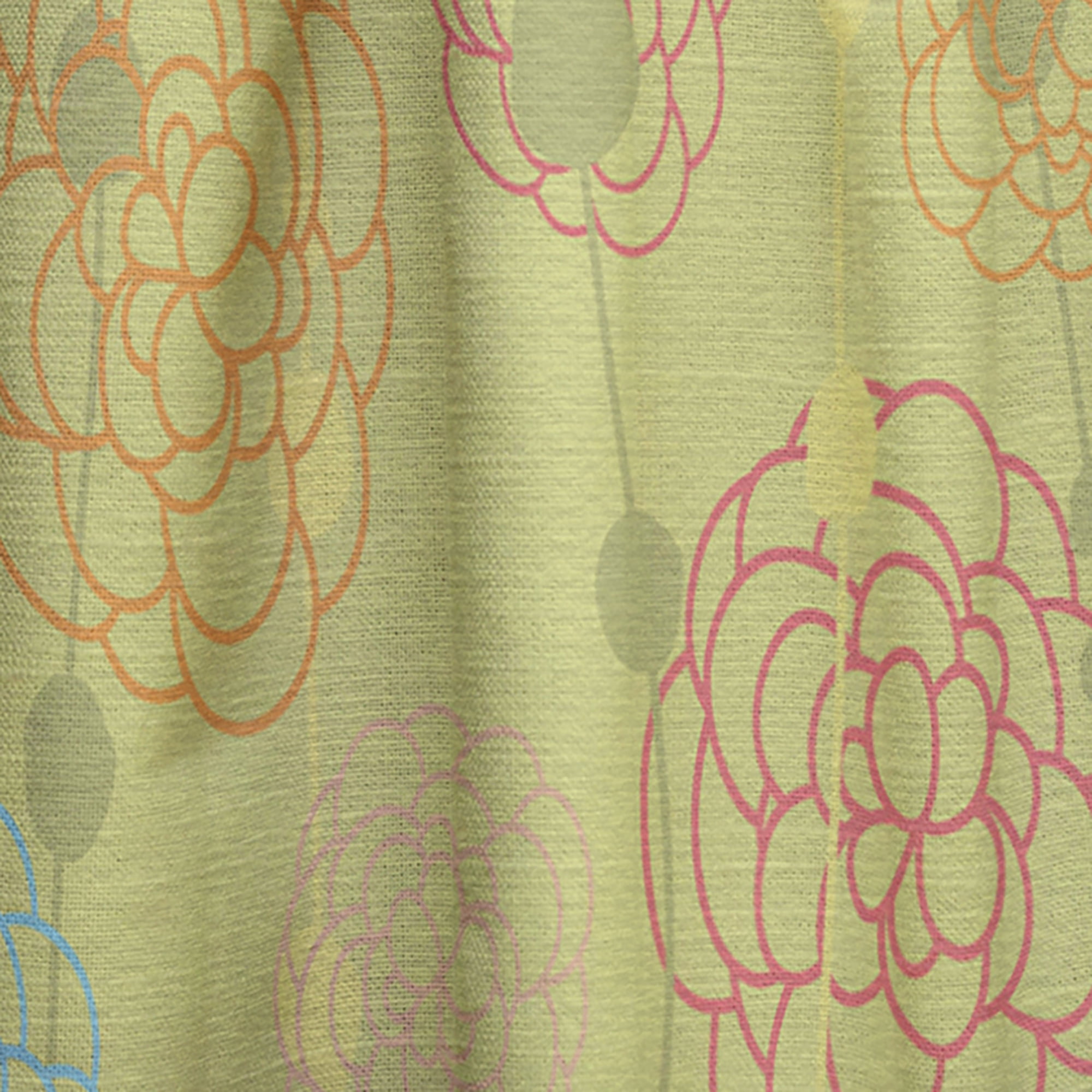 Designart 'Retro Flowers On Green Background' Mid-Century Modern Curtain Panel