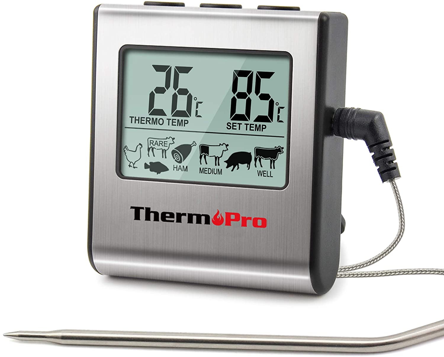  TempPro G17 Meat Thermometer for Oven Cooking Smoker Grilling  Kitchen BBQ Dual Probe Digital Grill Thermometer with Large LCD Backlight  Timer Mode : Home & Kitchen