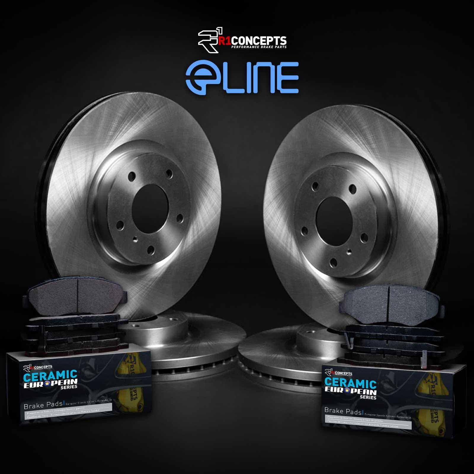 R1 Concepts Front Rear Brakes and Rotors Kit |Front Rear Brake Pads| Brake Rotors and Pads| Euro Ceramic Brake Pads and Rotors WFTN2-63034