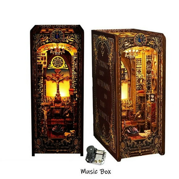 Retro DIY Wooden Book Nook Shelf Insert Miniatures Kits Vintage Detective Famous Agency Bookends Doll House Bookshelf Home Decor