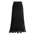 thumbnail image 4 of MIXUE Skirts For Women Summer Knitted Solid Color Floral Lace High Waist Hollow Elegant Bodycon Maxi Skirt Activewear,Black,XL, 4 of 4