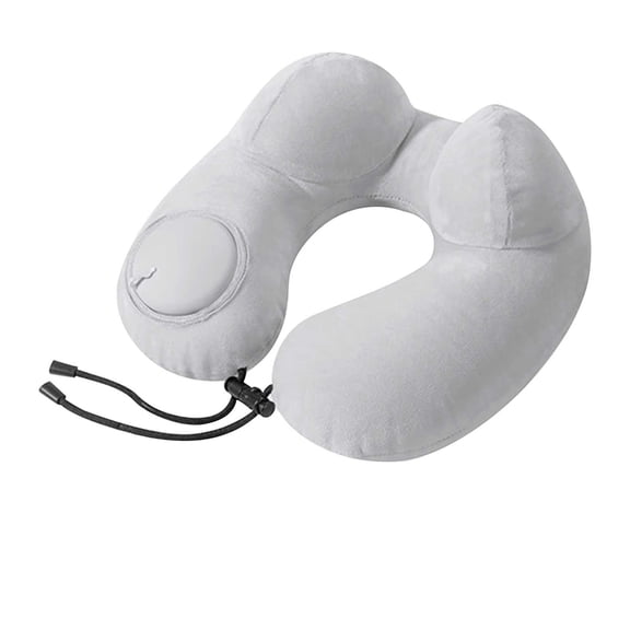 Qholemyo Press Inflatable Double Hump Travel Neck Pillow Cervical Support Pillow Travel Essentials Portable Airplane Car Pillow