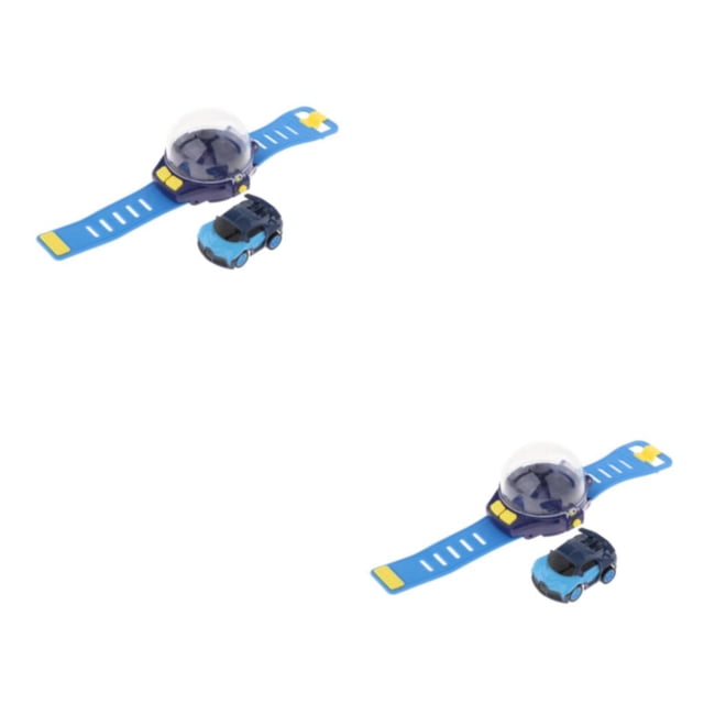 Bewildely Mini dibujos animados RC reloj analógico de coche pequeño para niños pequeños regalo de cumpleaños azul 2piezas Azul
