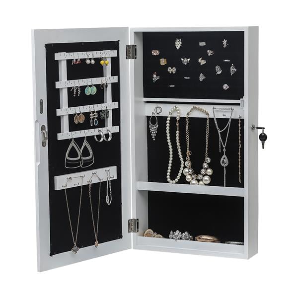 Jewelry Cabinet Armoire with Mirror, Wall-Mounted Space Saving Jewelry