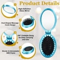thumbnail image 3 of 2 Pcs Cepillo de Cabello Plegable, Mini Cepillo de Cabello con Espejo, Peine de Viaje Ovalado Portátil para Mujeres y Niñas, Maquillaje de Viaje, Azul, 3 of 7