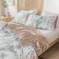 thumbnail image 3 of Move Over Satin Flowers Reversible Bedding Sets Twin White Black Floral Duvet Cover Set Plants Ruffle Pattern Microfiber No Filling, 3 of 9